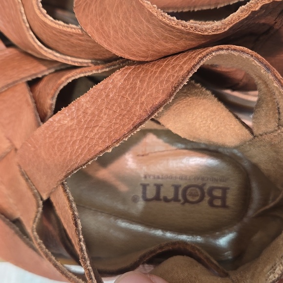 Born Women Brown Leather Woven Sandals Zip Back Sandals Shoes Sz 8M - Picture 8 of 13